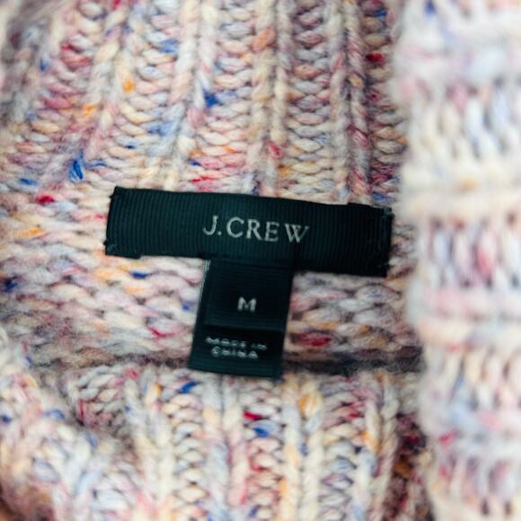 J Crew Pink Marled Speckled Wool Turtleneck Cropped Sweater Womens Size Med - Picture 6 of 12